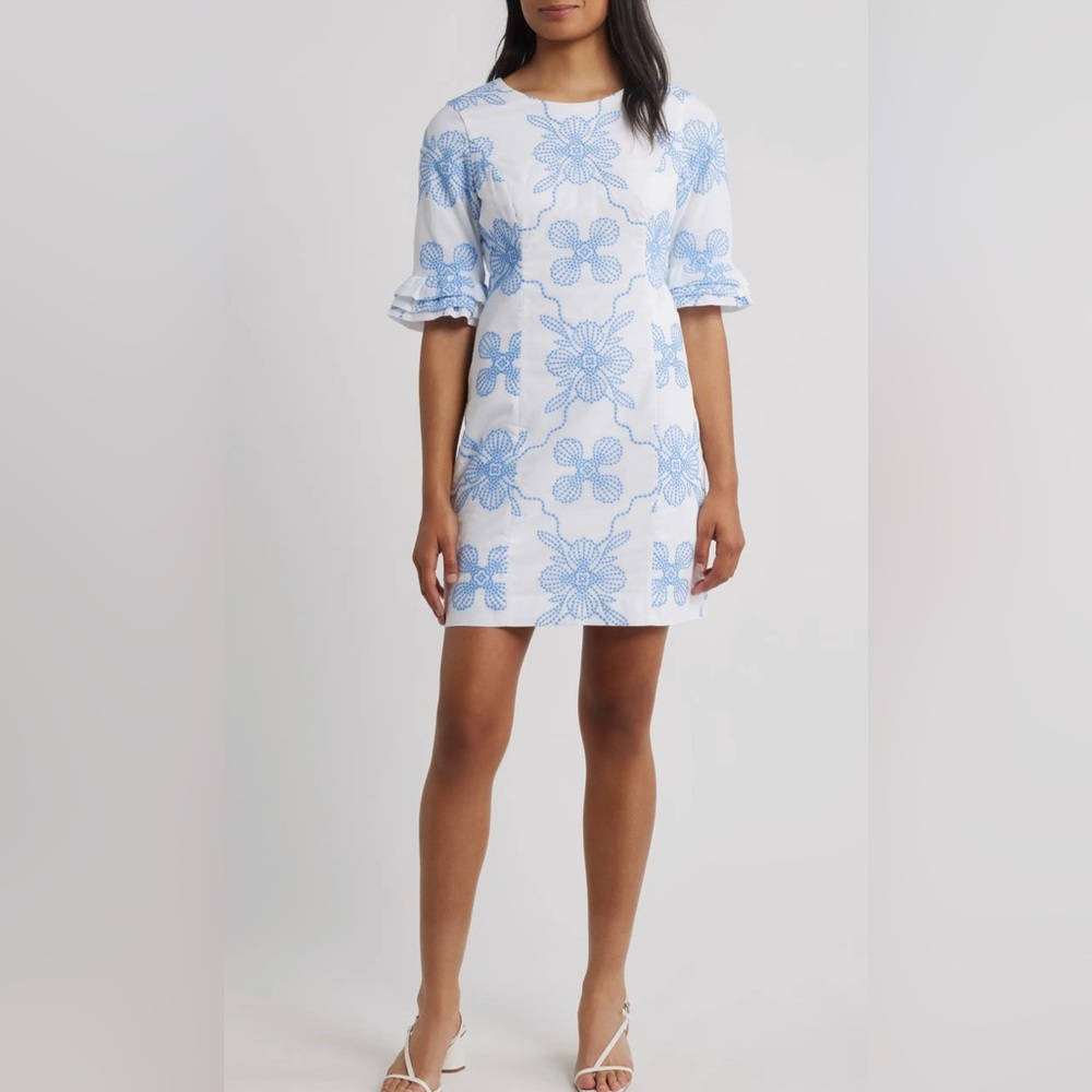 NWOT Lilly Pulitzer Fiesta Embroidered Sheath Minidress